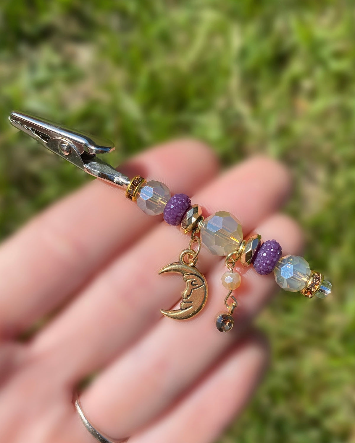 Purple & Gold Moon Roach Clip