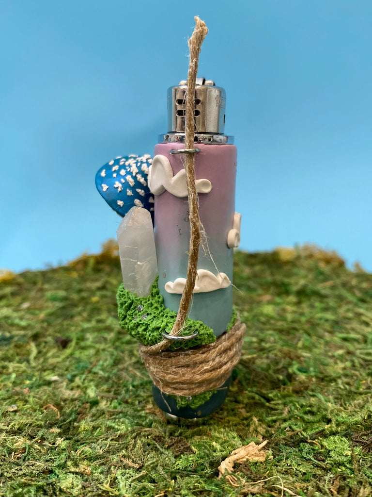 Purple & Blue Sunset Mushroom BIC Lighter case