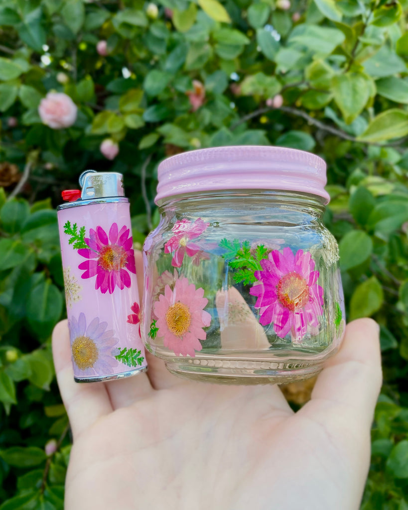 Pink Floral Stash Jar Set