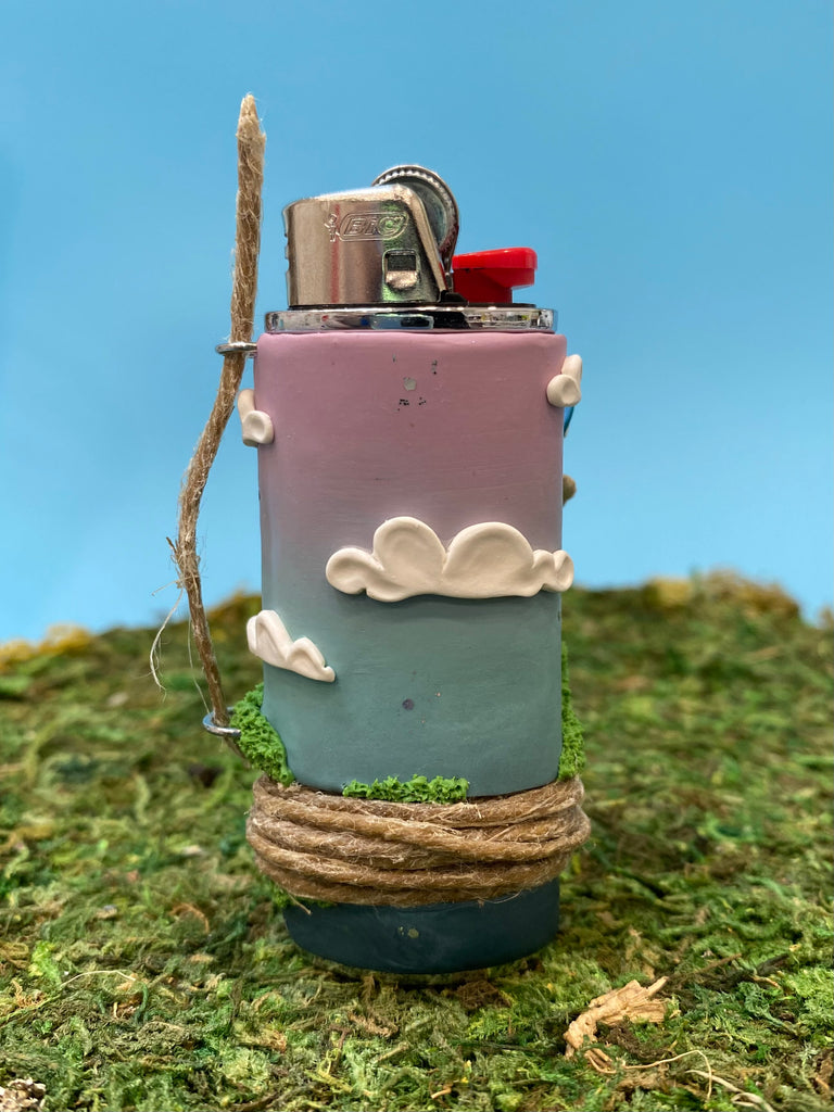 Purple & Blue Sunset Mushroom BIC Lighter case