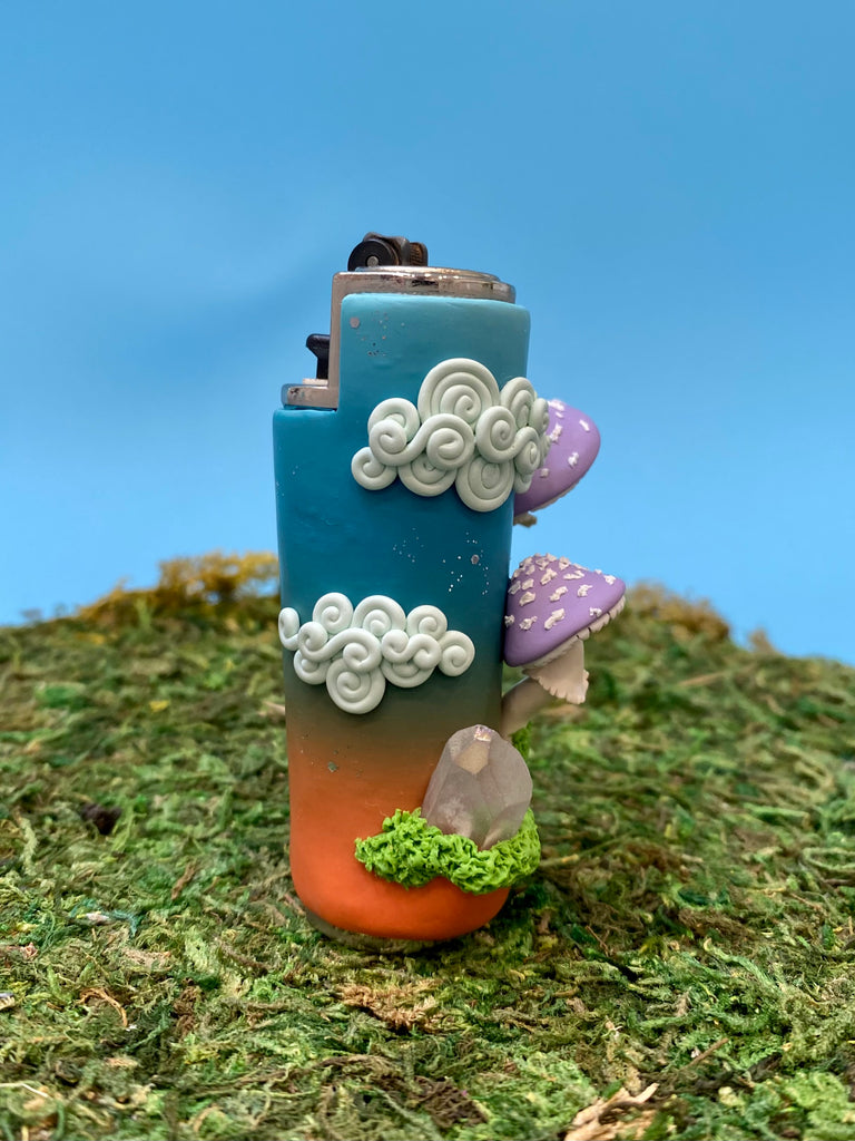 Cloudy Purple Mushroom CLIPPER Lighter case