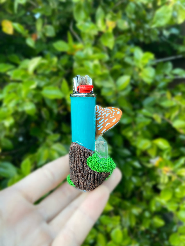 Blue & Orange Mushroom Lighter Case