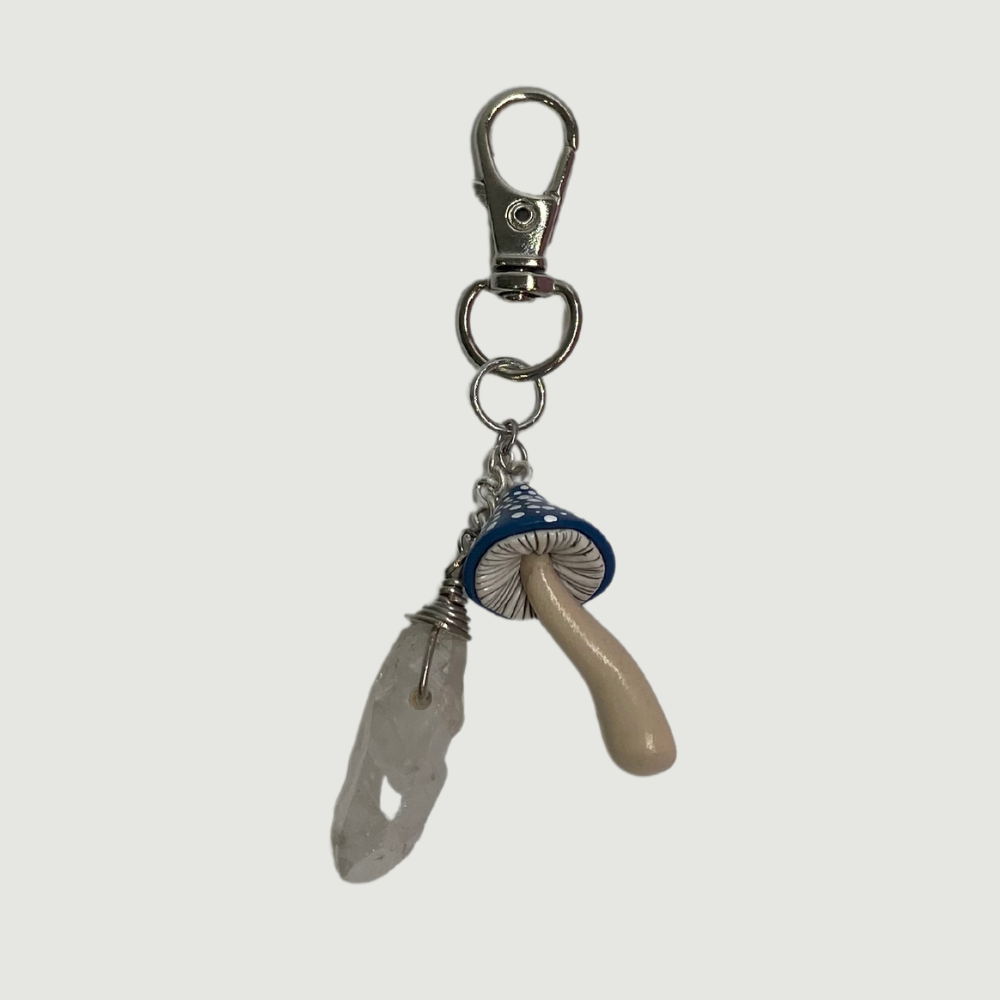 Aura Quartz Mushroom Clasp Keychain
