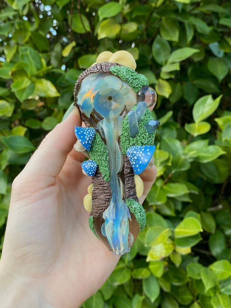 Opal Blue Mushroom Pipe