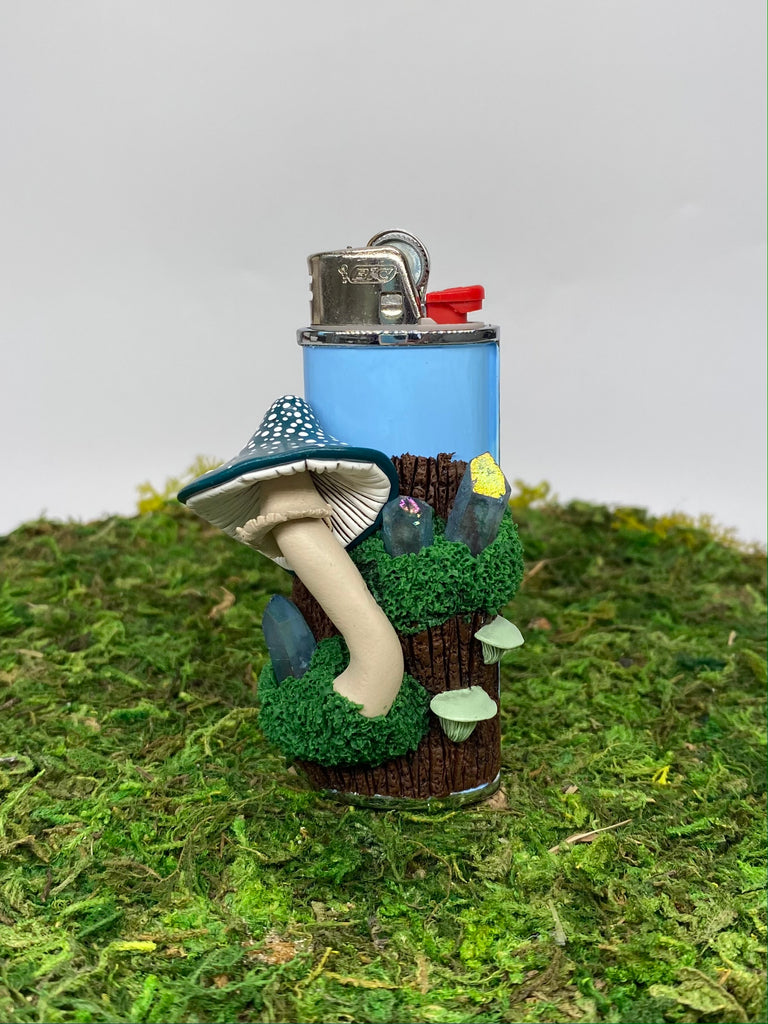 Blue Mushroom Lighter Sleeve
