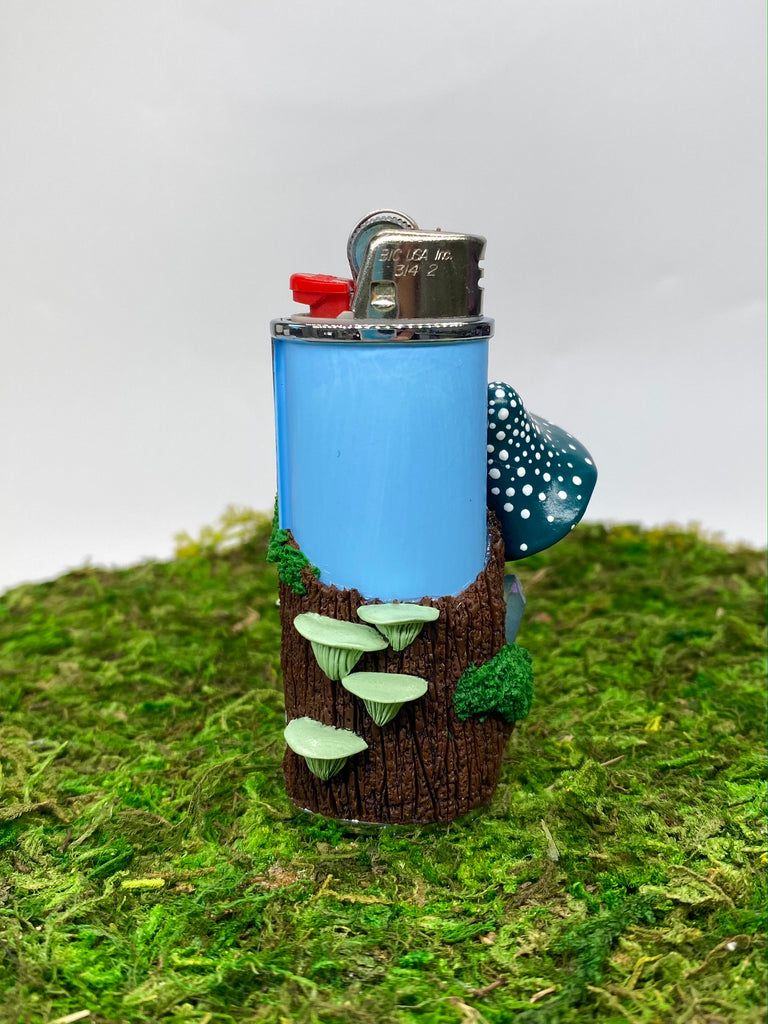 Blue Mushroom Lighter Sleeve