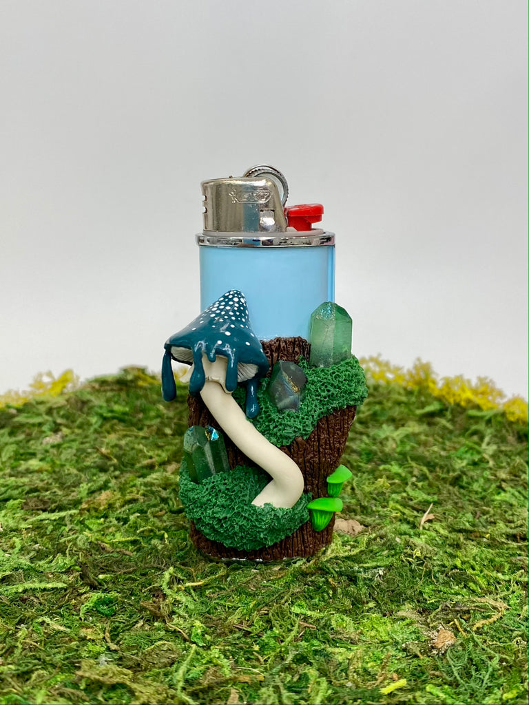 Blue Drip Mushroom Lighter Sleeve