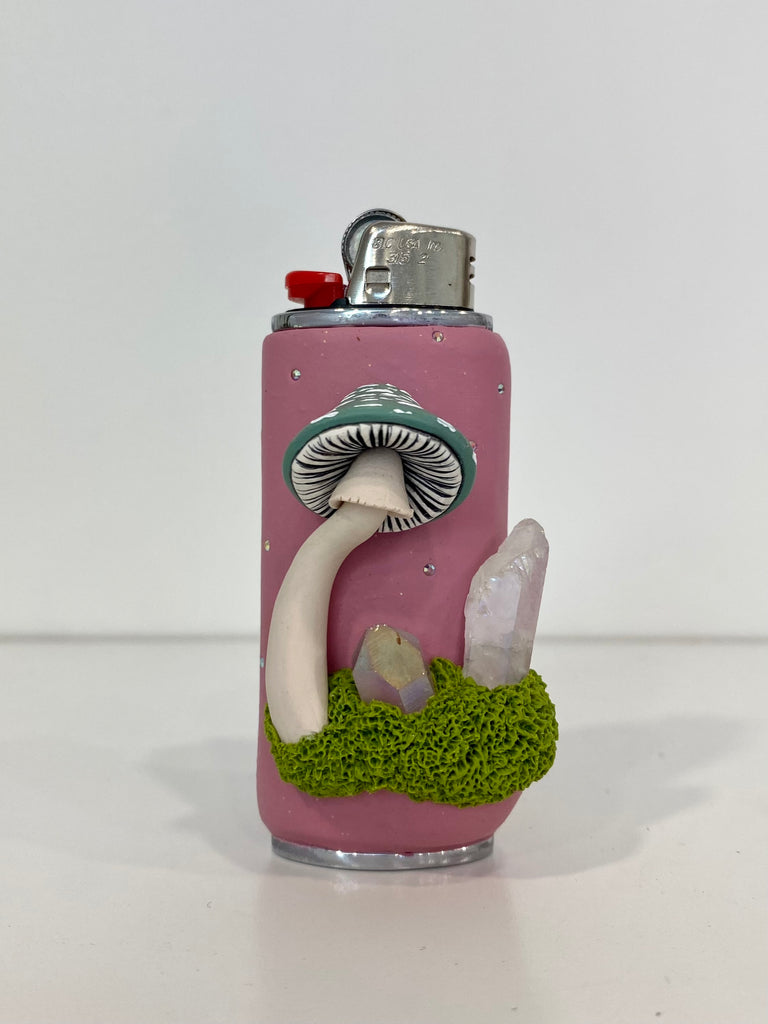 Teal & Pink Mushroom Lighter Case