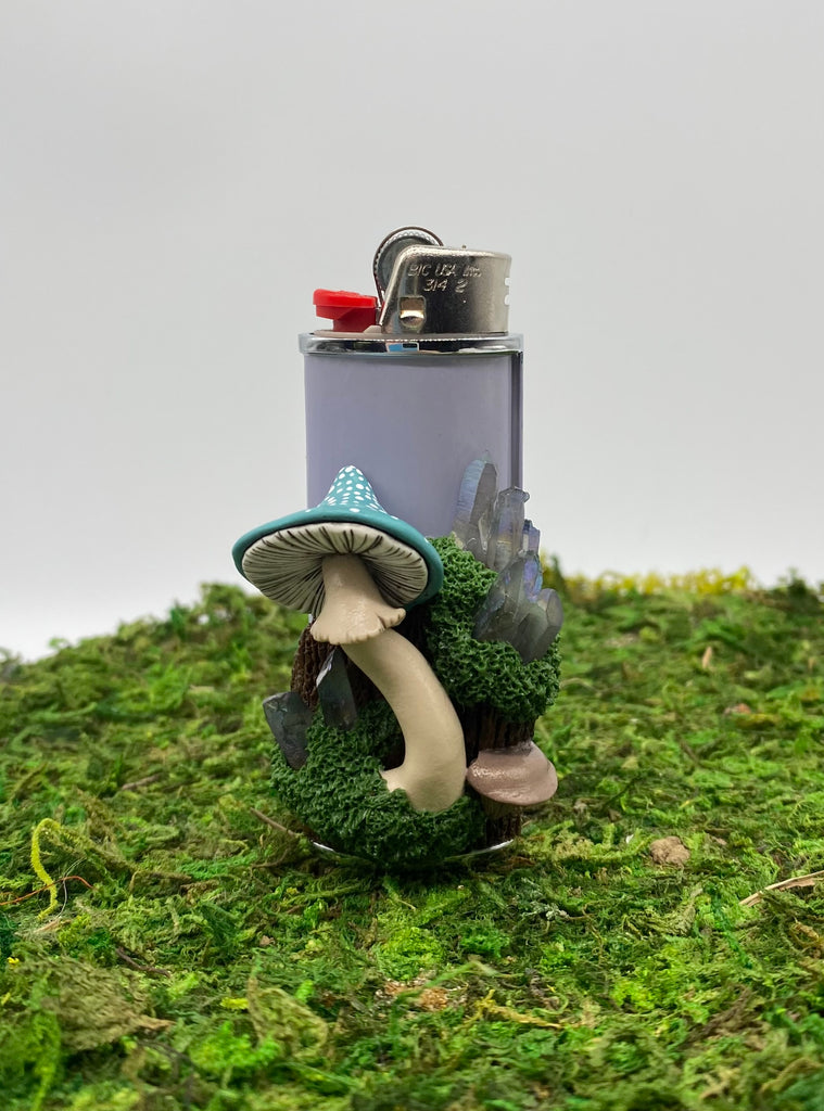 Periwinkle Blue Mushroom Lighter Sleeve