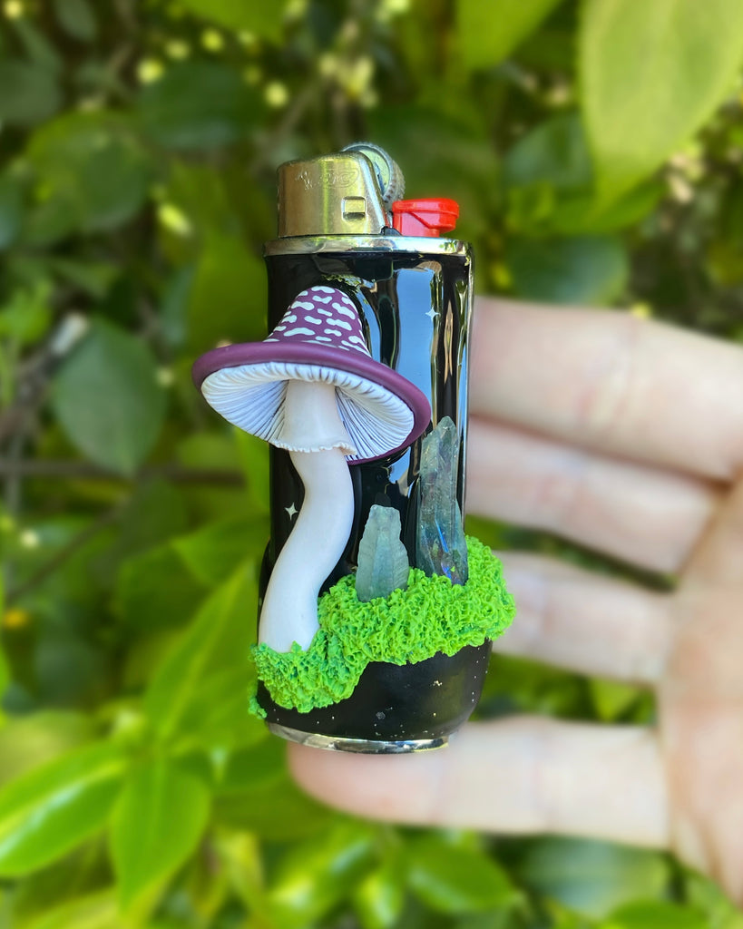 Purple Galaxy Mushroom Lighter Case